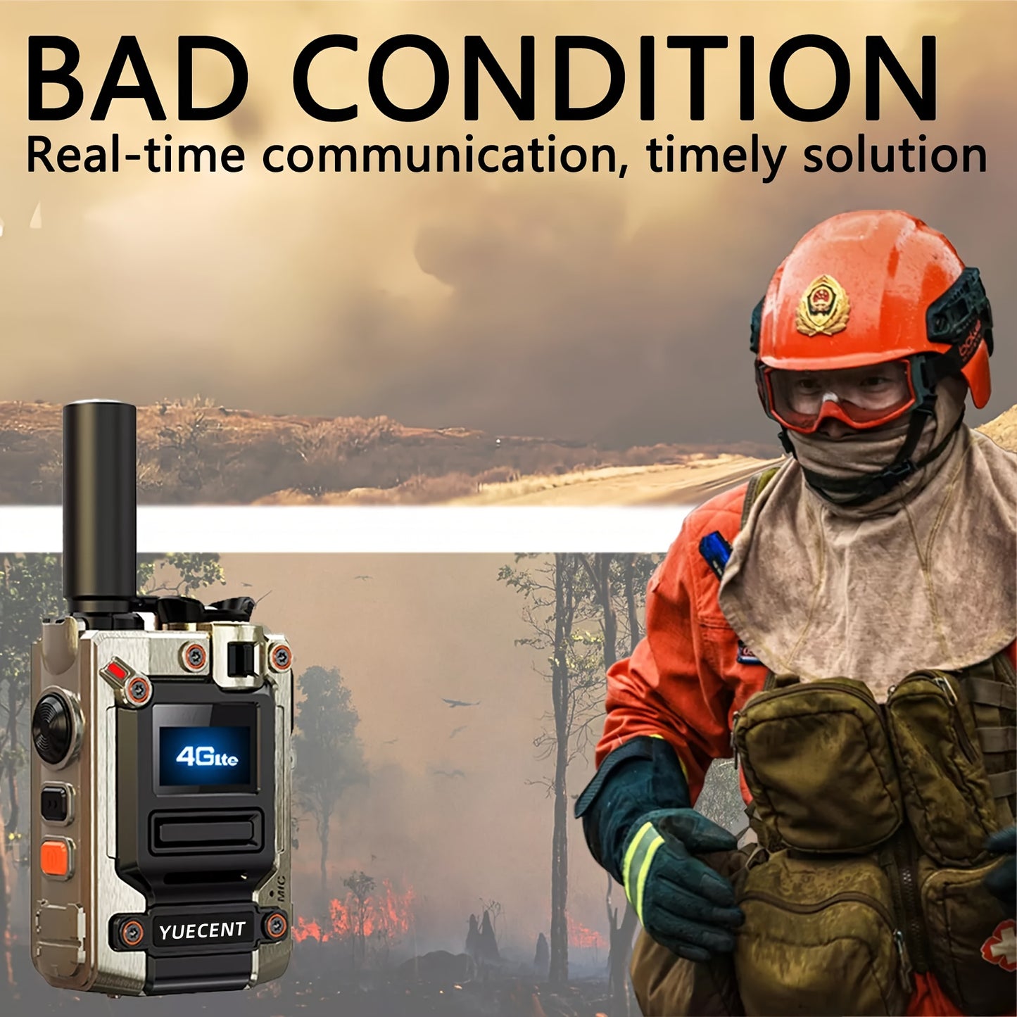 A YUECENT All-In-One 4G LTE Two-Way Intercom with SIM Card - a Heavy-Duty Portable Communication System, Long-Range (Over 30 Km / 18.6 Miles), Noise-Canceling Microphone And App Control, USB Powered for Quick Charging, Compat
