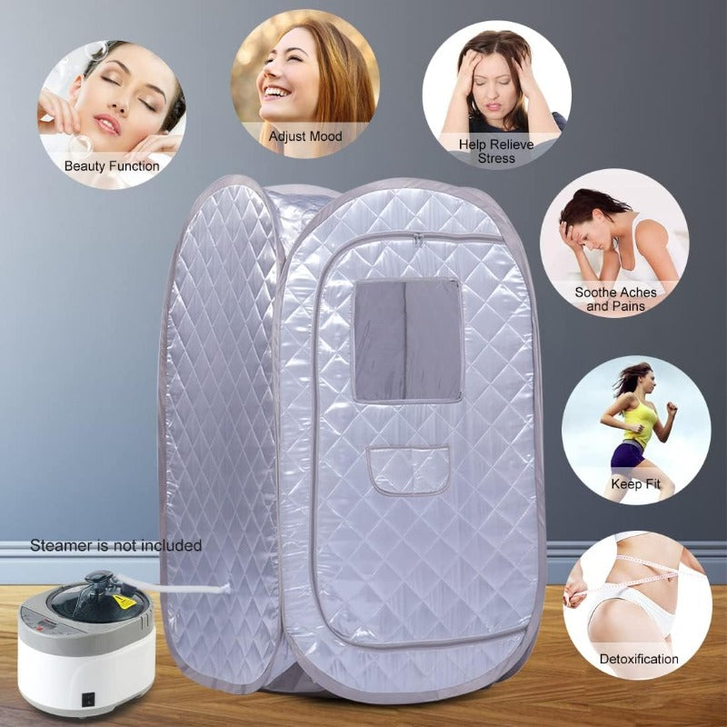 Smartmak Portable Sauna Tent | Foldable One Person Full Body Spa for Detox Therapy Without Steamer - Grey, Made of Polyethylene Terephthalate, No Electricity Required