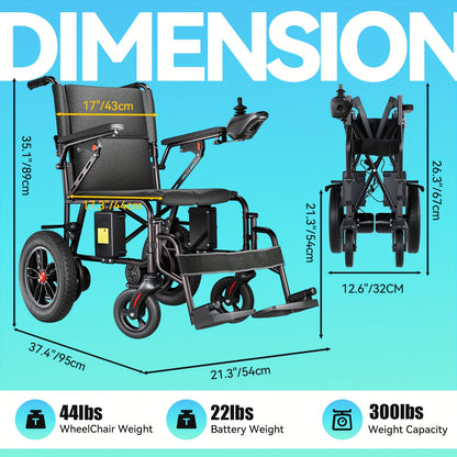 Suitable For Adults/elderly, Foldable Electric Wheelchair With Electromagnetic Braking For Stable Stop, Solid Inflatable Tires For Smooth Travel, 15 Kilometer Range, 220 Pounds Load Capacity, Preferred For Daily Travel!