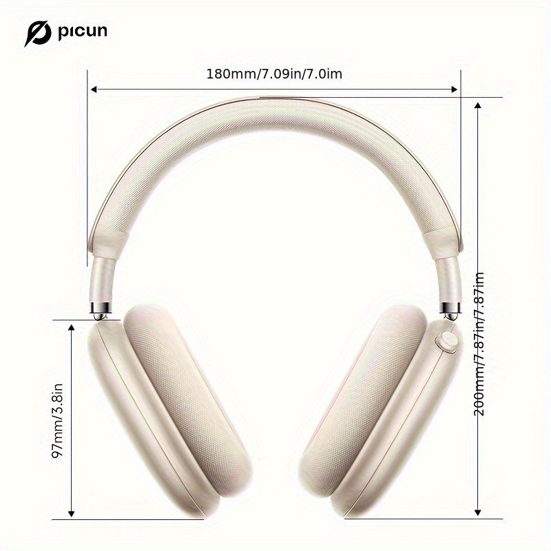 Picun F8Pro Wireless Over-Ear Headphones with 52dB Hybrid ANC, Hi Res Audio, 140H Playtime, Dual Device Pairing, 5 Mic ENC & Detachable Fabric Cushions All Day Comfort for Work & Travel, Picun