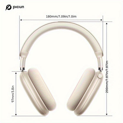 Picun F8Pro Wireless Over-Ear Headphones with 52dB Hybrid ANC, Hi Res Audio, 140H Playtime, Dual Device Pairing, 5 Mic ENC & Detachable Fabric Cushions All Day Comfort for Work & Travel, Picun
