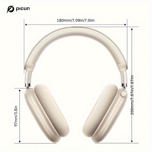 Picun F8Pro Wireless Over-Ear Headphones with 52dB Hybrid ANC, Hi Res Audio, 140H Playtime, Dual Device Pairing, 5 Mic ENC & Detachable Fabric Cushions All Day Comfort for Work & Travel, Picun