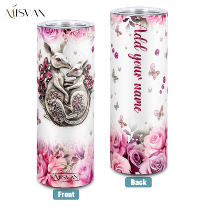 1pc Customized Name Stainless Steel Tumbler | 20oz/22oz/40oz Insulated Water with Lid, Reusable, Round Shape, 304 Stainless Steel, Ideal for Easter, Thanksgiving, Father'S Day, Mother'S Day, Graduation, White Diamond Butterfl