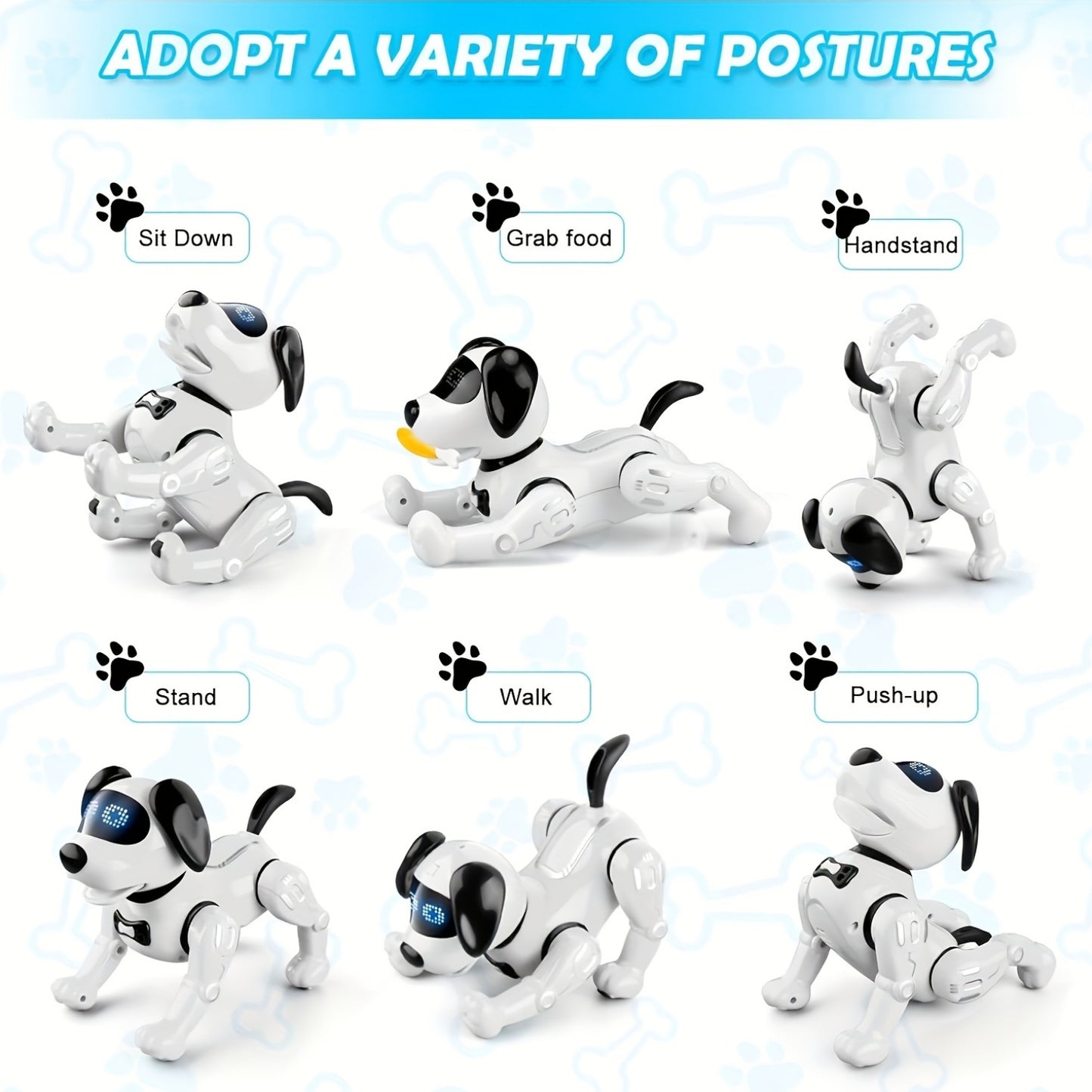 1pc Interactive RC Robot Dog Toy with Remote Control, Programmable Stunt Robot Dog, Infrared Sensor, USB-Rechargeable, LED Eyes & Sound, for Indoor/Outdoor Play, Birthday Party, Home Decoration - Ideal Gift for Adults & Famil