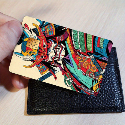 Japanese-style Samurai Pattern Sticker Set, Includes 4 Unique Designs, Durable Privacy Stickers Made of PVC Material, Suitable for Credit Cards, Transit Cards, Debit Cards, Keys, and More, Protects Bank Cards, Perfect as Part