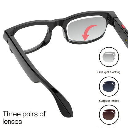 AI Smart Camera Glasses with Wireless 1080P HD Video Recording, Real-Time Translation, Hands-Free Voice Calling, Auto-Tinting Optical Lenses