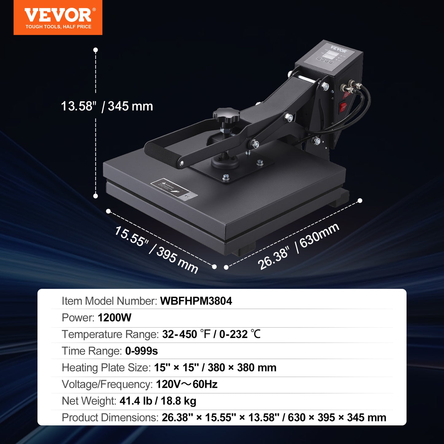 VEVOR 1700W Heat Press, 16x24/15x15/16x20in Power Heat Press Machine, High Pressure Fast Heating Heat Press Machine for T-Shirt, Digital Industrial Sublimation Printer for Heat Transfer Vinyl, Easy to Use, Black