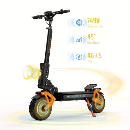 Fast Electric Scooter 60V 28.8A, 749W Dual Motor System for Unbeatable Speed, 60 Miles Long Range, Off Road All Terrain 11 Inch Tires, Full Suspensions & Seat, A True Hyper Scooter And One Of The Fastest Heavy Duty E-scooter