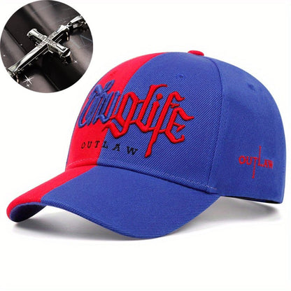 Two-piece "one hat and one decorative necklace" combination, new youth hip-hop baseball cap, exquisite embroidery adjustable lightweight and breathable travel, travel, size, and holiday gifts best choicesuitable for men and w