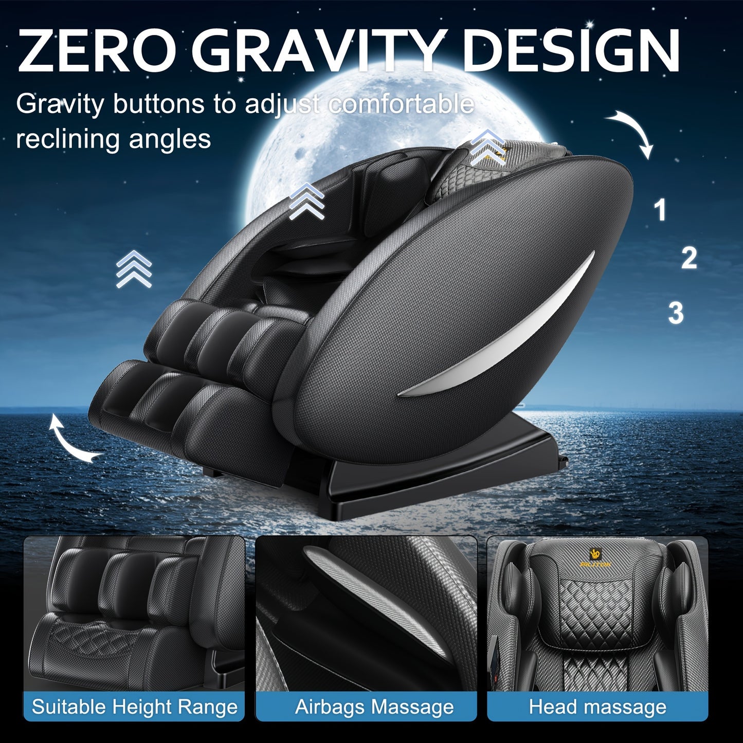 BILITOK Massage Recliner Chair Zero Gravity Full Body, Recliner Chair with Foot Massage, Air Bags, Heats, Speaker, Massage Chair for My Older Placed,  Adjustable Reclining Chair, Luxury Massage Seating, Highquality Upholstery