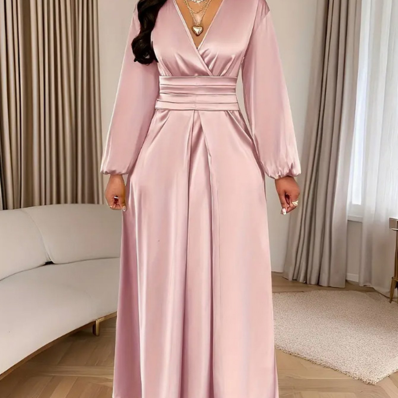 Women's Solid Color Simple Pleated Design Everyday Satin Dress, High-End Fashion Wedding, Engagement, Bridesmaid Dress, Evening Gown