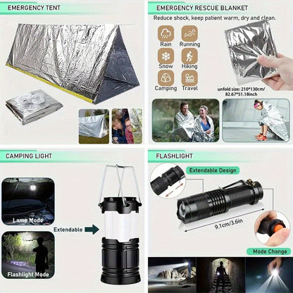 Luxury 250-Piece Survival Gear Kit - The Ultimate Outdoor Companion for Camping, Hiking & Emergency Preparedness Adventures | Perfect Unisex Men's and Women’s' Present with Earthquake Hunting First Aid Essentials