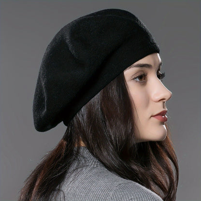 Women'S Winter Warm Fleece Beret Hat - Soft Warm Beanie with Elastic Band, Lightweight & Cozy for Christmas, Everyday & Formal Events - Machine Washable