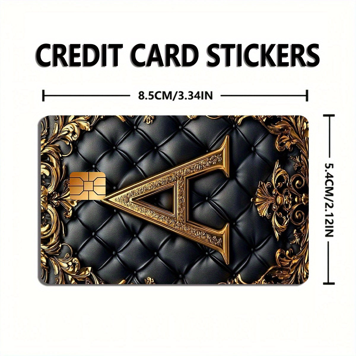 Luxury Faux Leather Texture Letter A Sticker Set, Black Golden Color, Tech Feel, 2pcs Durable Privacy Stickers Made of PVC Material, Suitable for Credit Cards, Transportation Cards, Debit Cards, etc., Scratch-Resistant, Remov