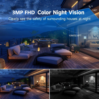 4pcs LaxiHub 1296P FHD, 3MP FHD Wireless Security Camera, Outdoor Use 2, 4GHz WiFi Camera Surveillance Camera, AI Motion Tracking, IP65 Waterproof Color Night Vision, Two Way Audio For Baby & Pet Safety Remote Access Via App