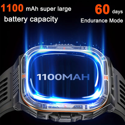 COIUSOR Men'S & Women'S Outdoor Sports Smart Watch with Flashlight, 1100mAh Large-Capacity Battery, Built-in Compass, 100+ Sports Modes, 2.01" HD Display, Wireless Calls, AI Voice Assistant, USB Rechargeable - Ideal Holiday G