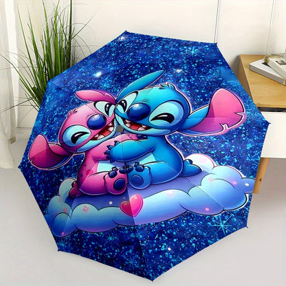 Stitch Star 4 Folding automatic automatic umbrella 8-rib iron frame plastic handle folding automatic umbrella portable travel design holiday gift decoration for friends and family