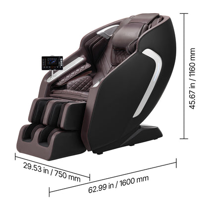 VEVOR Massage Chair, 4D Full Body Zero Gravity Recliner with SL Track, Yoga Stretch, AI Voice Control, Heat, Foot Roller, Retractable Pedal, 36 Airbags, LCD, Armrest Controls, Rolling Base