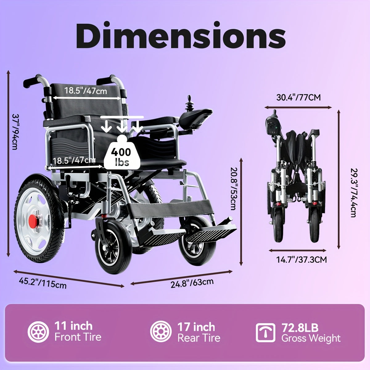 HOMYKING Ultra-Lightweight Electric Wheelchair, 360° Flexible Joystick Control, One-Second Foldable Design, 17-Mile Range, 3.5 MPH Max Speed - Perfect For Adults & Seniors - Ideal For Travel & Home Use