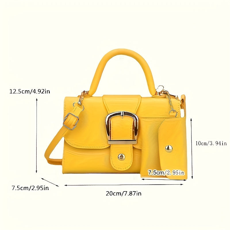[Square Crossbody Bag] Women'S Small Square Crossbody Bag - Lightweight Synthetic Purse with Snap Closure, Compact Everyday & Formal Bag in Orange, Pink, Blue, Yellow, White, Black - Minimalist Chic Handbag for Women, Crossbo