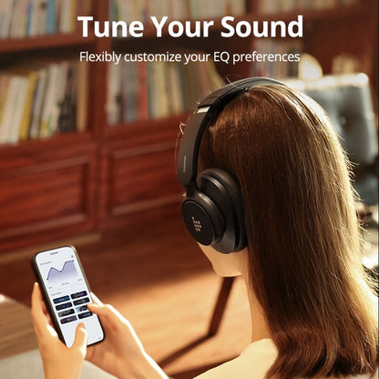 Tronsmart Hybrid ANC Wireless Headphones, Hybrid Active Noise Cancellation, 60 Hours Playtime, Foldable Headset, Hi-Res Audio, 90° Swiveling Earpads, Pair with 2 Devices, App Control, Comfortable Fit for Extended Use, Connec
