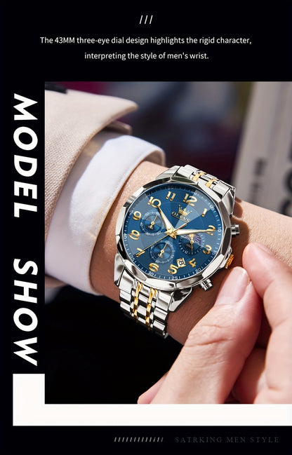 OLEVS Watches For Men Analog Quartz Dress Business Watch Day Date Stainless Steel Classic Casual Luxury Luminous Male Wrist Watches Golden/black/blue/white