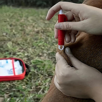 101pcs Pet First Aid Kit for Cats & Dogs - Portable Essentials with Scissors, Tweezers, Gauze Pads, Thermometer, Eye & Ear Cleaner, Care, CPR Guide, Poisonous Plants List, Emergency Numbers - Red Case for On-the-Go Pet Owners