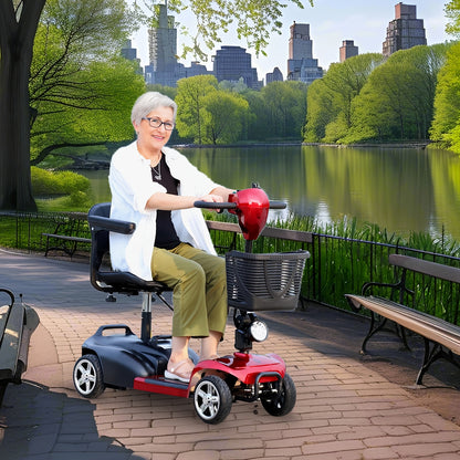 All-Terrain Foldable Mobility Scooter for Adults - 250W High-Speed Motor, 14-Mile Range, 265lbs Capacity, Large 8" Wheels with Shock Absorption, LED Headlight & Horn, Basket & Cup Holder - Grass, Gravel, Hills, Lawns, Sidewal