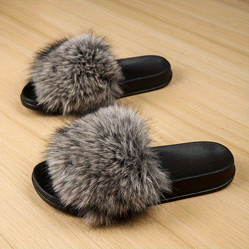 Women's Fashionable and Elegant Plush Slippers, EVA Sole with Soft Plush Surface, Comfortable and Easy to Wear, Suitable for Indoor and Outdoor Use