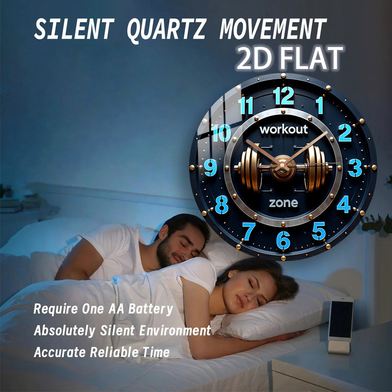 1 Piece Fitness Themed Wooden Silent Wall Clock - Silent Quartz Movement, Barbell Design (Fitness Area), Suitable for Gyms, Offices - Battery Operated (AA Batteries Not Included) - Ideal for Fitness Enthusiasts and Bodybuilde