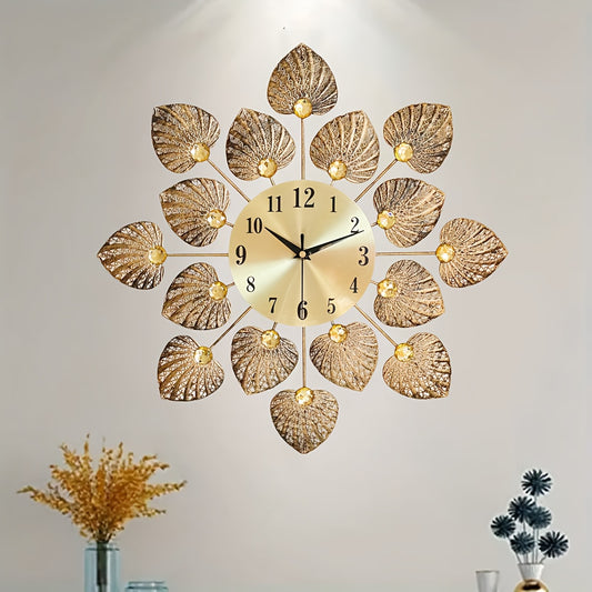 Vintage Bronze Metal Wall Clock, Silent Non-Ticking Easy-to-Read Quartz Clock, Round Shape with Flat Crown, Decorative Battery-Powered Timepiece, with Single AA Battery (Not Included) for Living Room, Office, Home Decor, Idea