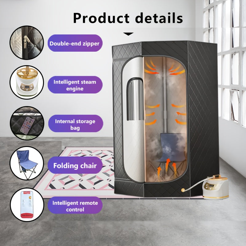 Home Portable Full Body Sweat Box Sauna Room Pentagonal Sauna Tent Gym With 1500W 3L Steam Pot Remote Control Chair