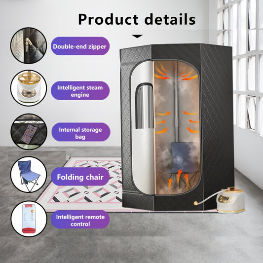 Home Portable Full Body Sweat Box Sauna Room Pentagonal Sauna Tent Gym With 1500W 3L Steam Pot Remote Control Chair