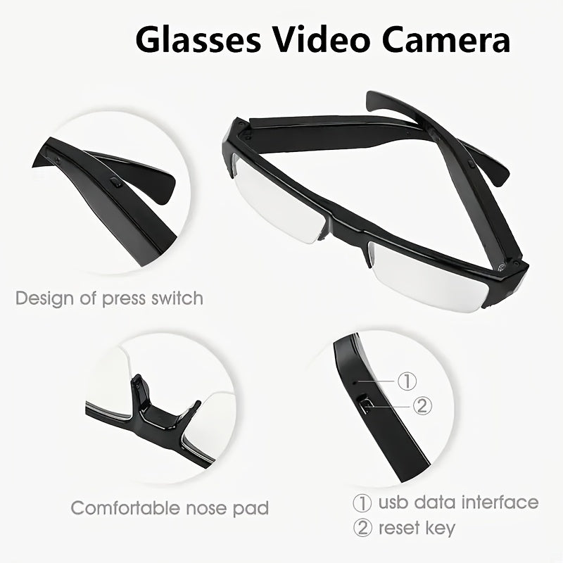 1080HD • High-quality Smart Glasses • 64GB Storage, Lightweight, Anti-Glare, Adjustable Head Strap, Sleek Glossy Finish, Durable Construction for Cycling, Motorcycle, Car & Fishing