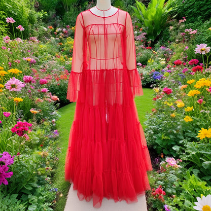 Women' Sexy Lace Off-Shoulder See-Through Maxi Dress - Neck -Line Party Gown with Long Pleated Train Suitable for Club, Prom, Wedding Dresses