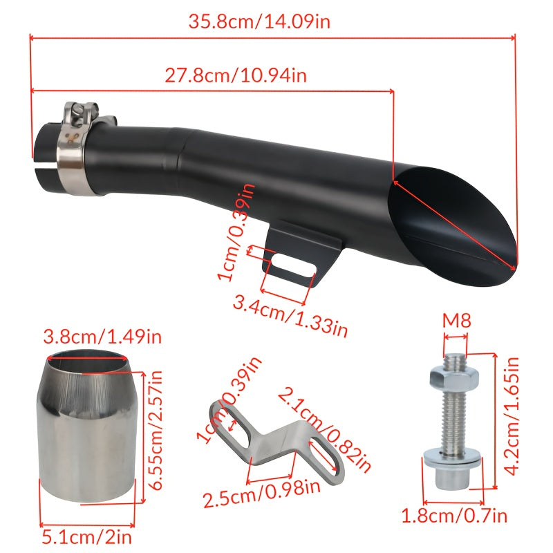 Motorcycle Exhaust Pipe 38-51mm, Suitable for Yamaha YZF R606-18 for HONDA Kawasaki for SUZUKI Off-road Vehicle 250ccHawk Street Bike 1.5-2.01" Entry Bicycle Exhaust Pipe Kit