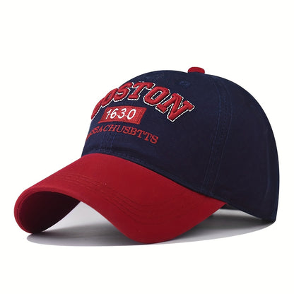 Boston Lettering Baseball - Adjustable Snapback Hat with Curved Brim, Lightweight All-Season Outdoor Sports & Casual Wear, / Color Options