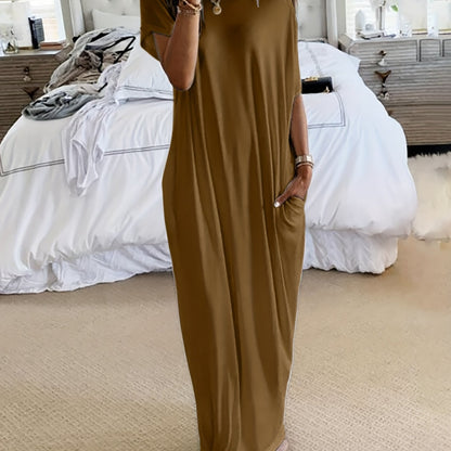 Women's Elegant Long Dress - Soft Breathable House & Outdoor dress, Loose Fit Maxi - Machine Washable Everyday & Formal wear - All-Season Women's Clothing, Skinfriendly Fabric