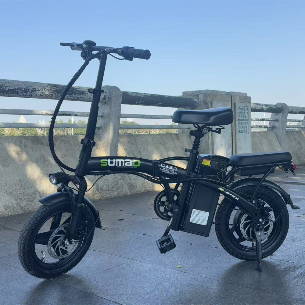 740W Electric Bike, 45 Miles Of Range, 14-inch Folding Electric Bike, Suitable for Teenagers And Adults, 20 Miles Of Speed, Removable Battery, Double Disc Brakes, Front And Rear Suspension, Suitable for Urban Travel, Shopping