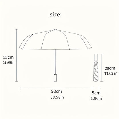 1pc Automatic Open/Close Blocking Umbrella with One-Touch Button, Beige Plaid Checkered Canopy, 10-Rib-like (8-Rib) Frame, Windproof & Portable Compact Travel Umbrella for s, Hiking, Beach, Commuting,  or