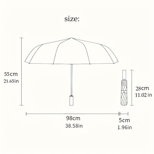 1pc Automatic Open/Close Blocking Umbrella with One-Touch Button, Beige Plaid Checkered Canopy, 10-Rib-like (8-Rib) Frame, Windproof & Portable Compact Travel Umbrella for s, Hiking, Beach, Commuting,  or