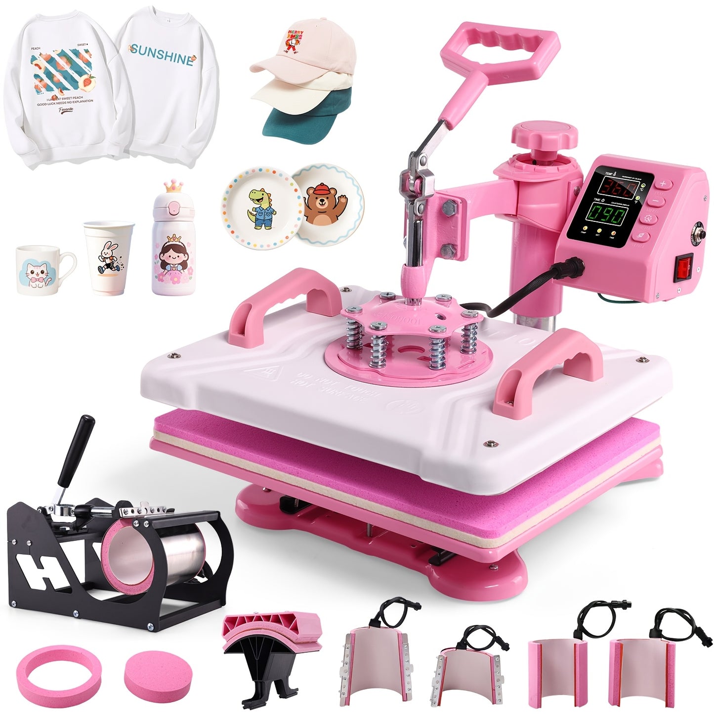 5in 1/8in 1 Hot Press, 15 "x12" T-shirt Press, 360-degree Rotation, Multi-functional Sublimation Hot Press, for T-shirts/cups/LIDS/plates/DIY, Drinkware Personalization, Multi-Surface Printing, Rotary Transfer Press, Multi-Fu