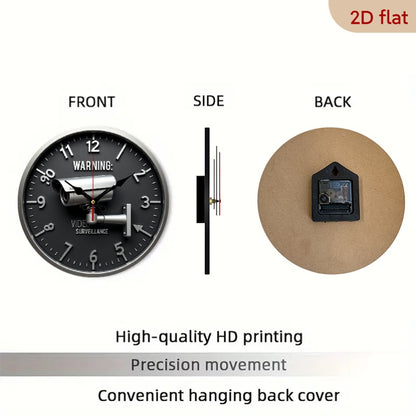 Single Piece 9.8-Inch Modern Minimalist Silent Non-Ticking Wooden Wall Clock with Built-In Security Camera - 24-Hour Monitoring, Battery-Powered (AA Batteries Not Included) - Home/Office/Studio Decor, Easy-to-Read Face & Hand