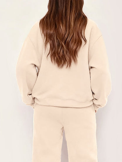 Women'S Casual Crew Neck Sweatshirt and Straight-Leg Pants Two-Piece Set with "Faith Hope Love" Print, Fleece-Lined, Drawstring Waist, All-Season, Comfortable Outfit For Casual Attire, Comfortable Clothing | Crew Neck Sweatsh
