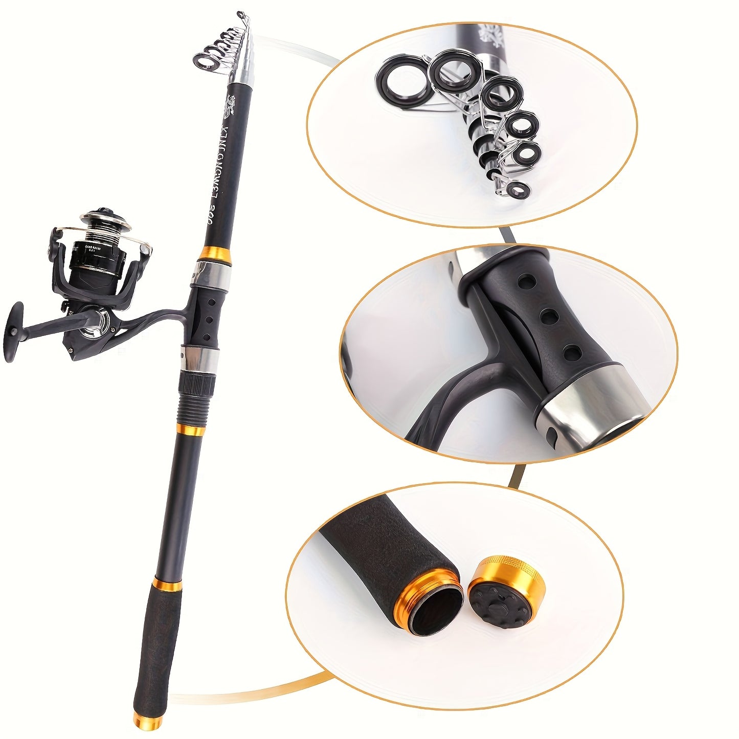 Telescopic Portable Sea Fishing Rod Set with 4000 Reel - 82.68inch/94.49inch/106.3inch/118.11inch/141.73inch, Carbon Fiber, Medium Light Power, Ambidextrous, Medium Fast Action, Uncharged, for Offshore Fishing, Outdoor Fishin