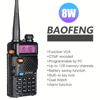 2 Baofeng Walkie Talkies, Handheld Rechargeable Two-way Radio, Long-distance Portable Radio with Speaker Microphone Programming Cable And NA-771 Long Antenna, Suitable for Travel, Survival, Hiking, Cycling, Work, Camping, Fis
