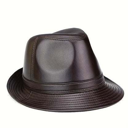 Spring And Autumn First Layer Real Sheepskin HatsMen'S Top HatsGentlemen'S Cowboy BritishJazz HatsMiddle-aged And Elderly Men'S Hats On The Beach