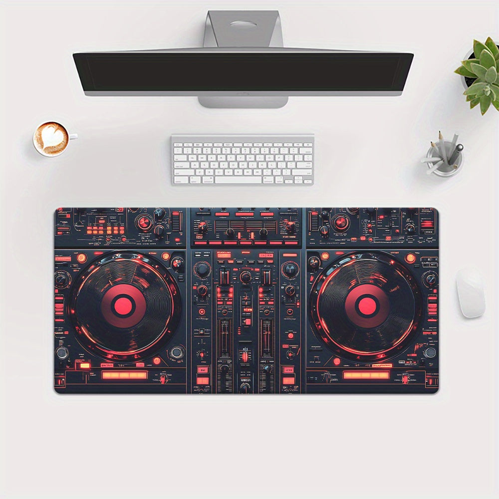 DJ Control Panel Rubber Anti-Slip Mouse Pad - Black with Red & Orange LED Lights, Ideal for Gaming & Office Use, Office Desk Mat|Modern Desk Mat|Durable Desk Mat, Mouse Pads for Desk