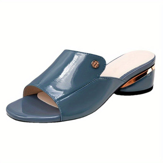 Women's Plus Size Turquoise/Clear TPU Cover-like Sandals - Chunky Mid-Heel Moccasin-Style Slippers with Arch, Peep-Toe Design & Low-Top PU Sole - Soft Breathable Summer Shoes for Beach, Semi-Formal Events (North American/Euro