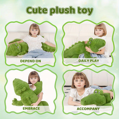 60inch Giant Crocodile Stuffed Animal | Soft Toy Alligator Large Cute Huge Jumbo Big Size Kawaii Fluffy Fat Plushie, Green Knit Fabric, Ideal Gifts for Kids Boys Girls Birthday, Halloween, Christmas, Valentine'S Day.